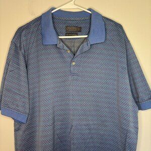 TALBOTS Polo Men's L Light Blue Geometric Collared Mercerized Cotton